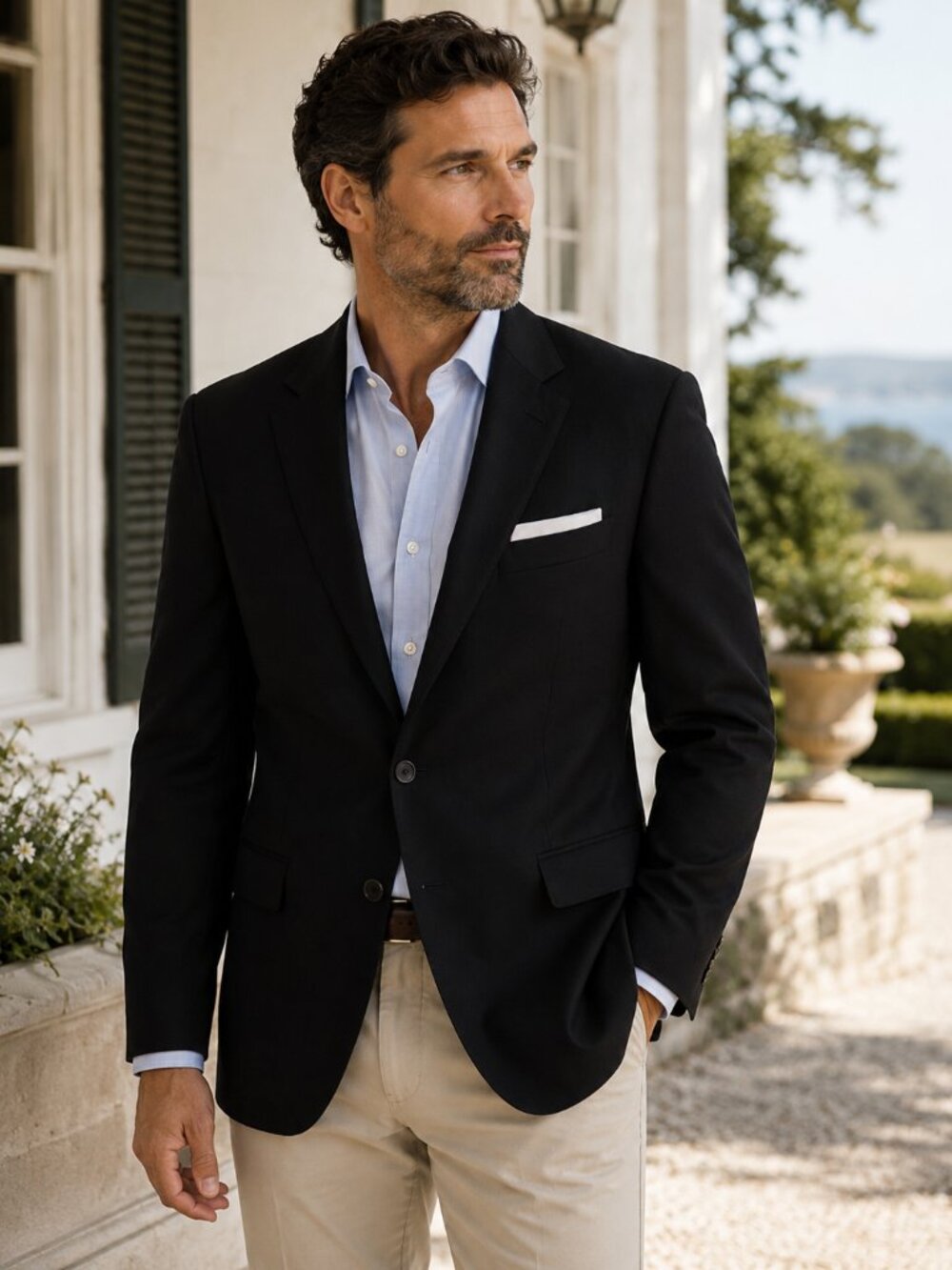 Lauren Ralph Lauren Wool Blazer Mens 42L Black Two Button Sport Coat Classic